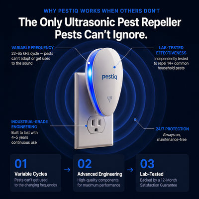 PESTIQ™ Ultrasonic Pest Repeller – Repel 14+ Pests