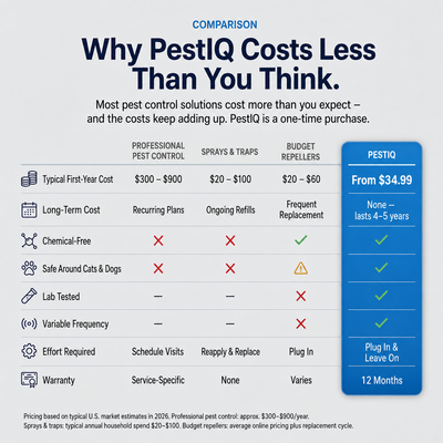 PESTIQ™ Ultrasonic Pest Repeller – Repel 14+ Pests